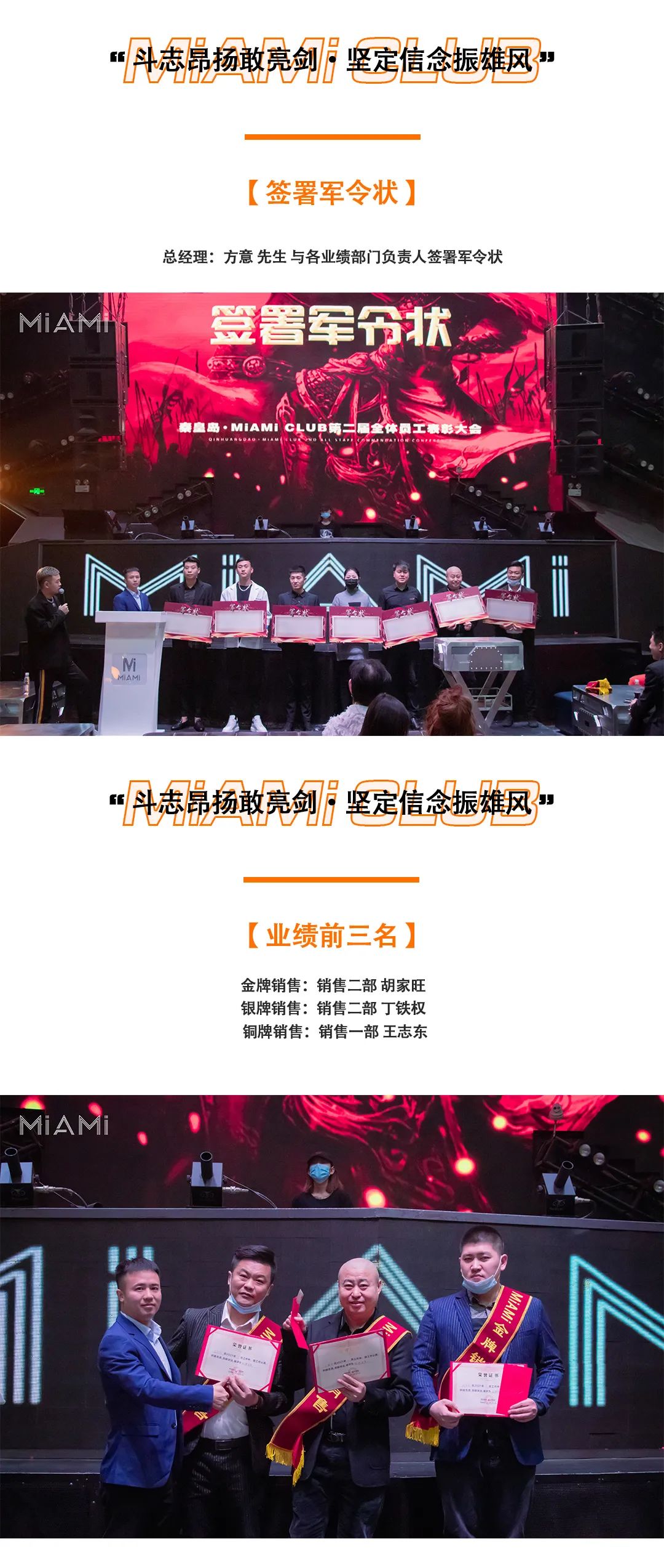 MiAMi CLUB·秦皇岛 | 第二届员工誓师大会——斗志昂扬敢亮剑·坚定信念振雄风-秦皇岛迈阿密酒吧/MiAMi CLUB
