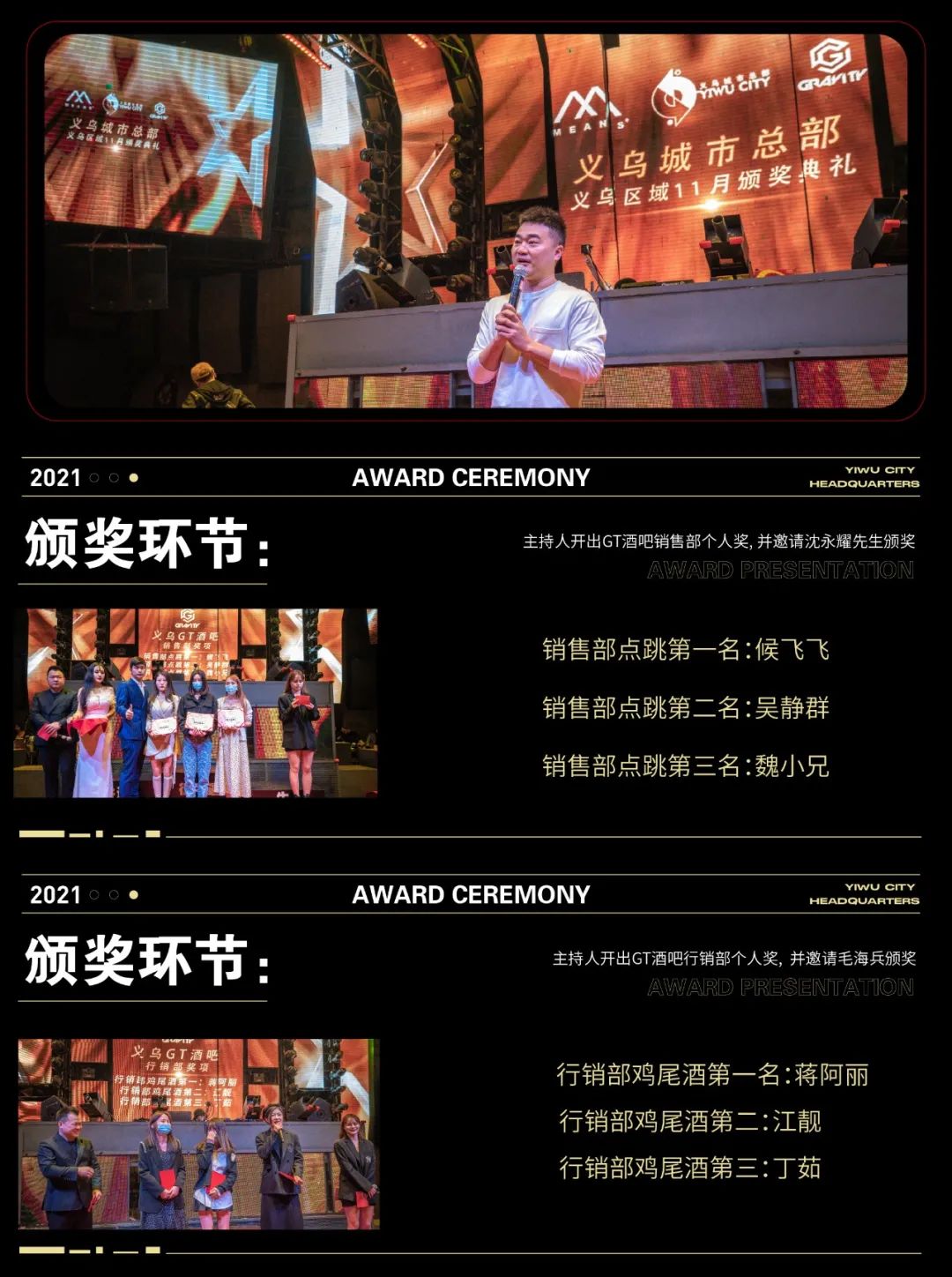 义乌城市总部2021年11月颁奖典礼【精彩回顾】-义乌名仕酒吧/MENAS CLUB