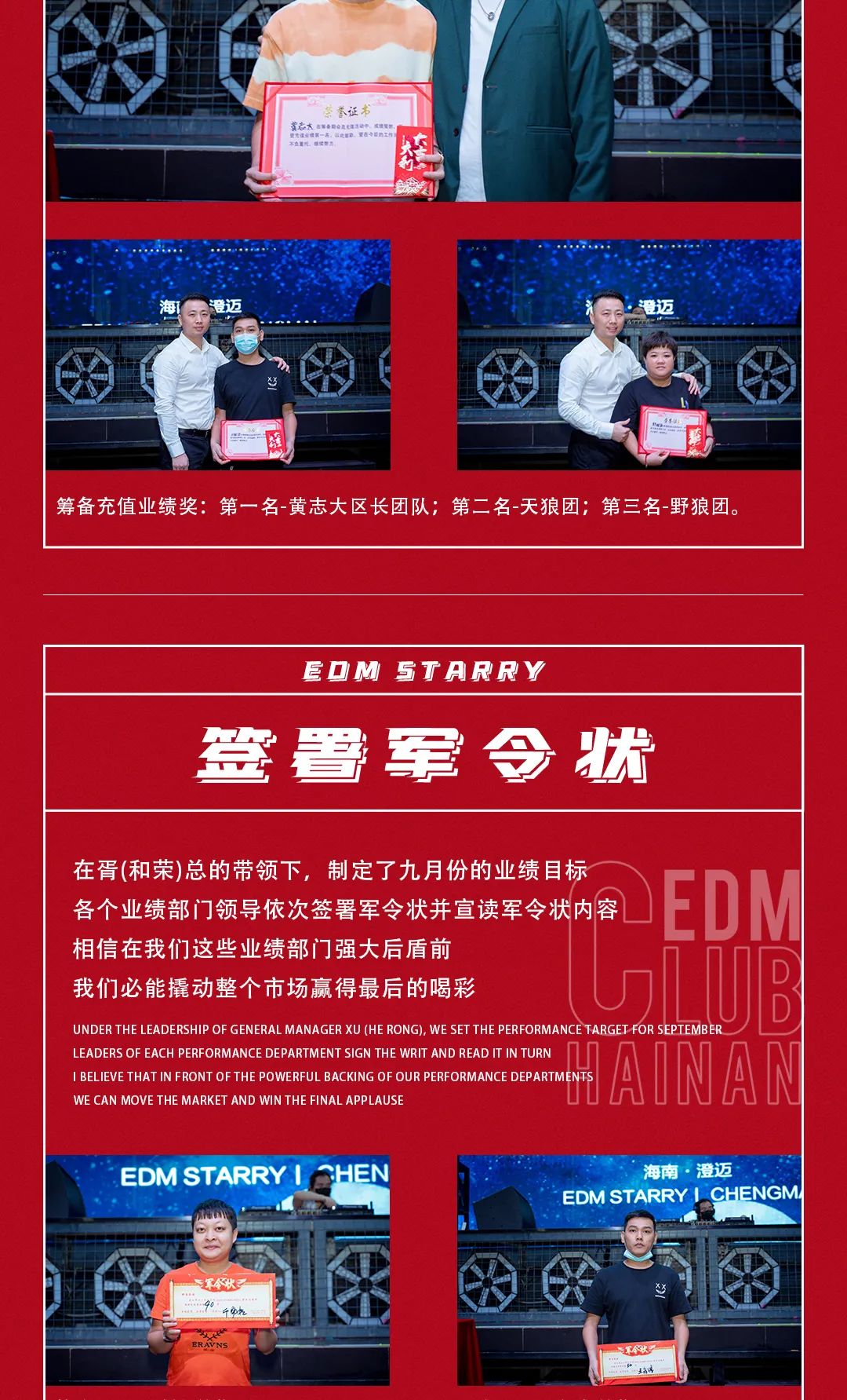 𝟵.𝟯 𝐑𝐄𝐕𝐈𝐄𝐖丨“与星同灿·共赴荣耀” EDM STARRY(澄迈店)首届员工大会圆满结束-澄迈EDM酒吧/EDM CLUB