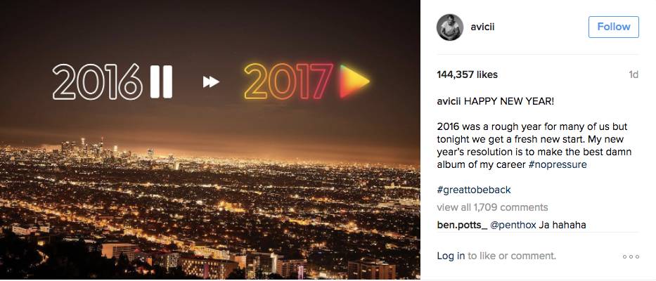 AVICII 音乐制作再开，2017年新专辑将会推出。-PYRO音乐