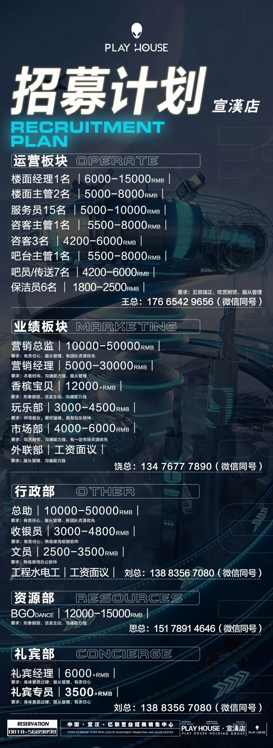 PLAY HOUSE·宣汉店各部门精英招募正式启动-达州PLAY HOUSE酒吧/PLAY HOUSE CLUB
